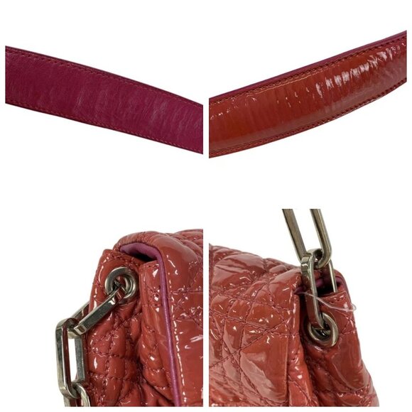 DIOR/ChristianDior Cannage Stitch - Pink Patent Leather Shoulder Bag 690-050825 - Picture 7 of 14
